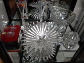 A Kosta Boda rock bowl, 12cm diameter, star-burst glass bowl, 30cm diameter, fruit bowl, 22cm