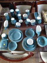 Pool blue-grey tablewares (some pieces slight damage). (70)