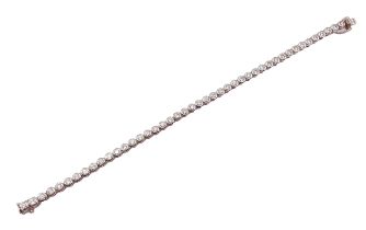 An 18ct white gold and diamond tennis bracelet, the collet-set diamonds of approximately 4.40 carats