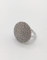 A 9ct white gold round cut diamond cluster cocktail ring. Diamonds 3.05ct. Size M 1/2