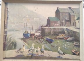 A print of a painting of Polperro