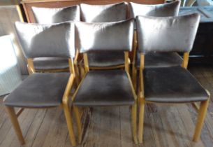 Six mid-century upholstered dining chairs