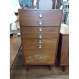 A teak tallboy chest of drawers. 78cm x 40cm x 39