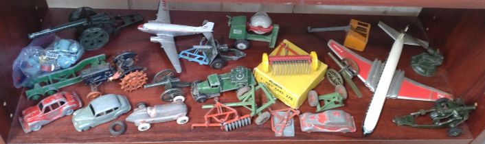 Dinky Toys 27K Hay Rake in original yellow lidded box, Foden eight-wheel Wagon, Four post-war 25