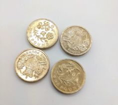 Bag of old round £1 coins