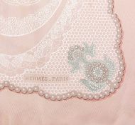 A 'Doigts de Fée' silk scarf by Hermès, designed by Caty Latham, of lace and pearl design, in shades