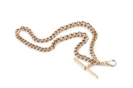 A curb-link bracelet, of double row graduated design (adapted), with swivel clasp and T-bar