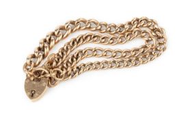 A curb-link bracelet, of graduated double row design (adapted), stamped '9 .375', the 9ct gold