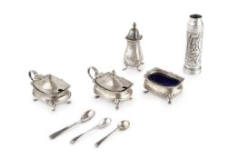 A late Victorian silver shaving brush, embossed with scrolling foliage by Thomas Hayes, Birmingham