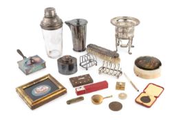 A 19th century silver plated oval small tea caddy, the cover engraved 'GREEN', 6cm high, a small