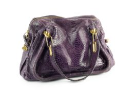 A purple handbag by Chloé, and a cream handbag by Versace, lengths 41cm and 36cm respectively (2)