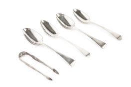 A pair of late 18th century Irish silver sugar tongs, maker's mark J.H or J.K, Dublin circa 1795,