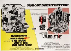 James Bond The Man With The Golden Gun / Live And Let Die, 1979 British Quad film poster starring