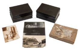 A collection of approximately 85 glass print negatives and some photographs