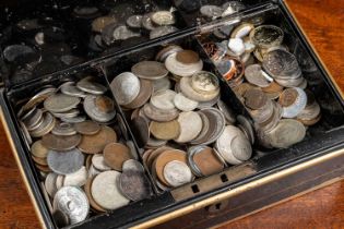 A collection of coins of 20th-century coins and one Roman coin