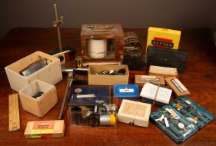 A collection of scientific instruments and parts