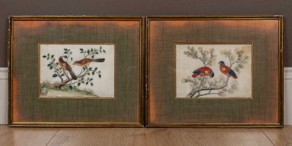 A pair of Chinese rice paper pictures