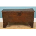 An antique oak six plank chest or coffer