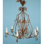 A 19th century antique wrought iron chandelier