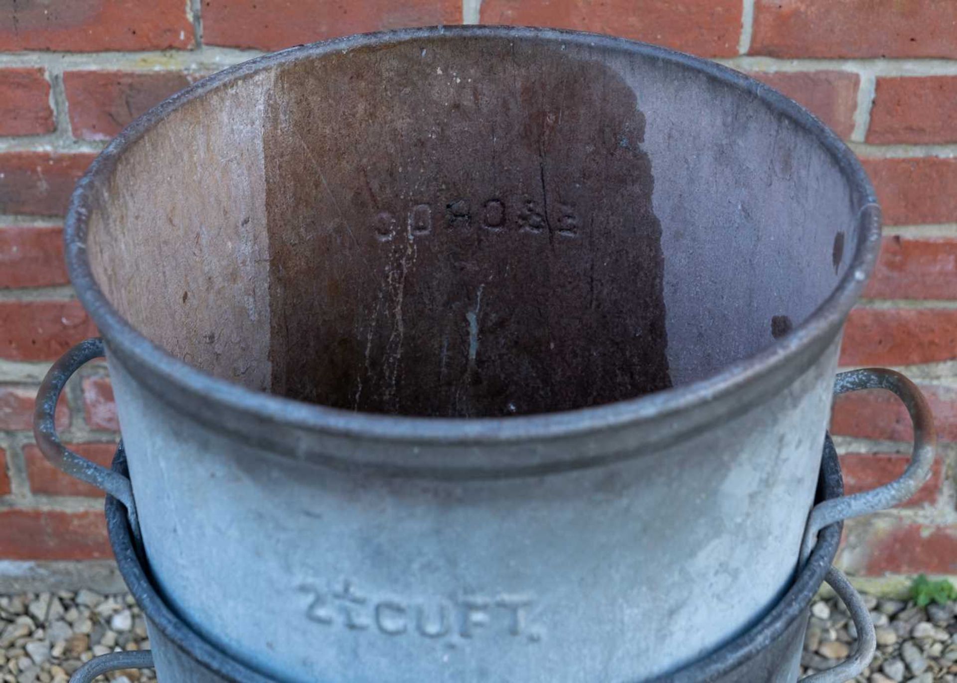 A pair of vintage two handled galvanised bins - Image 4 of 4