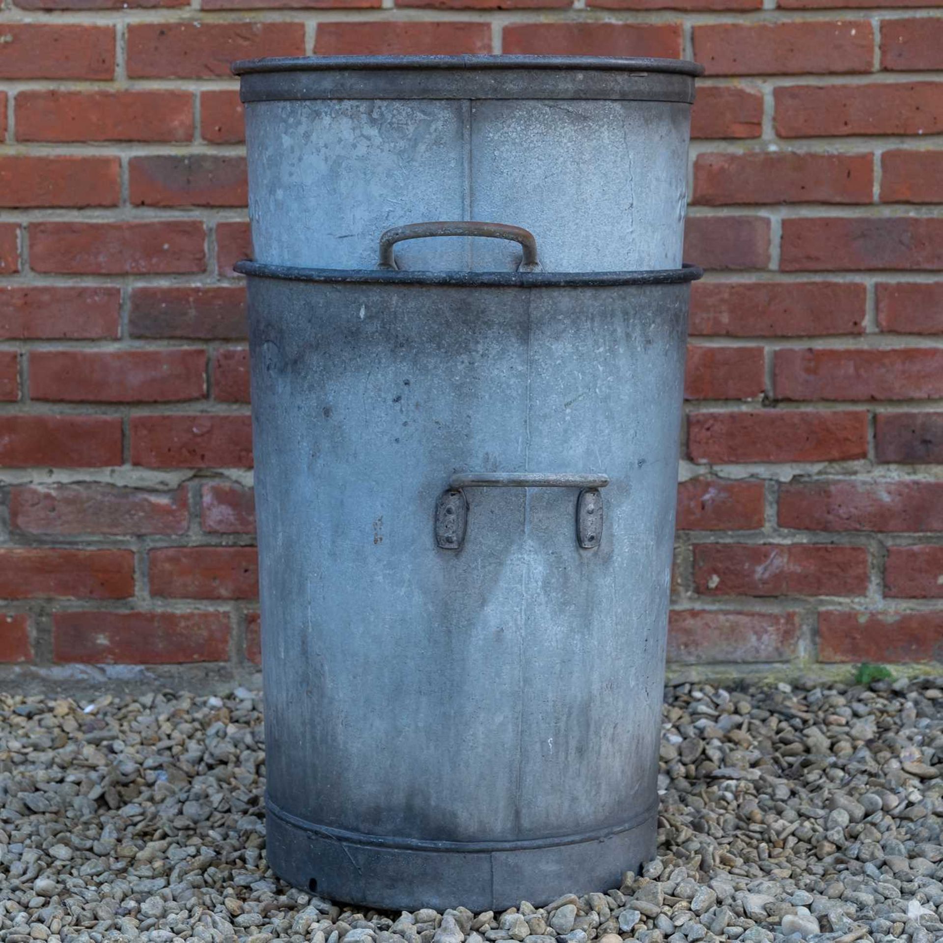 A pair of vintage two handled galvanised bins - Image 3 of 4