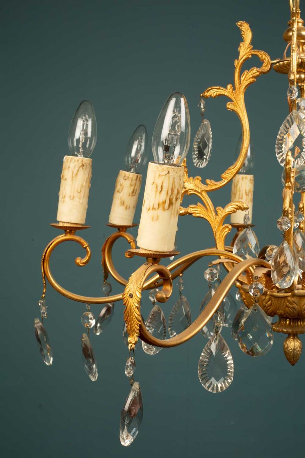 A French style brass eight-branch electrolier or chandelier - Image 3 of 3