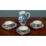 A group of 18th century Worcester blue and white fence patterned porcelain