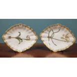 A pair of 18th century Derby botanical dessert dishes