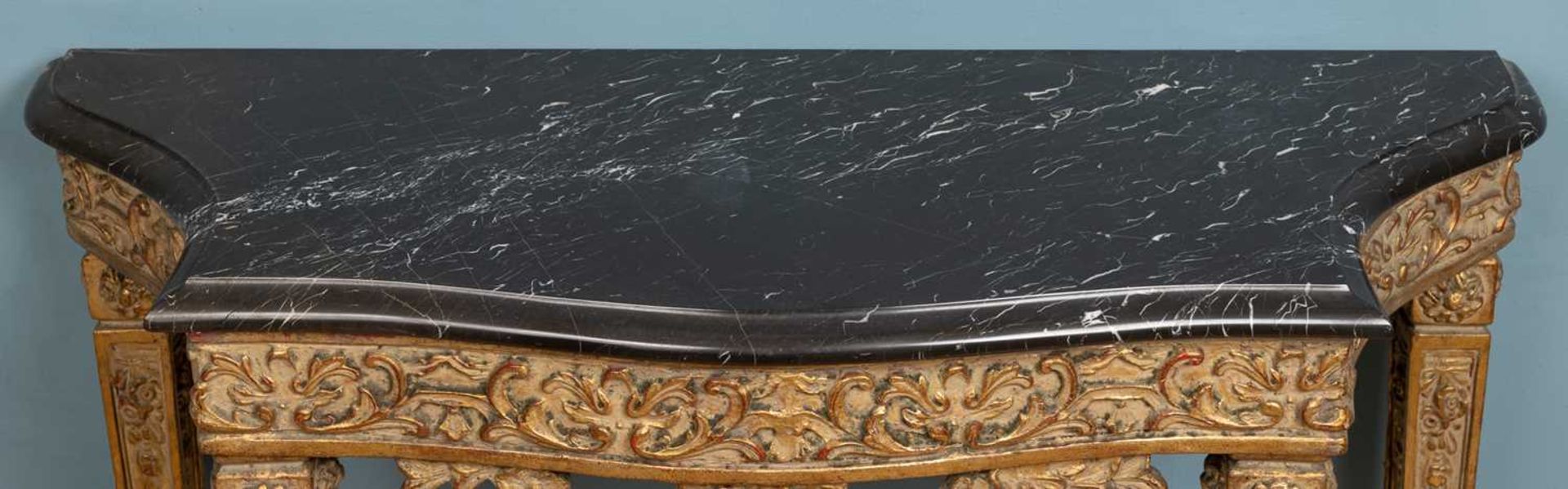 An 18th century French style ornately carved and painted giltwood console table - Image 2 of 7