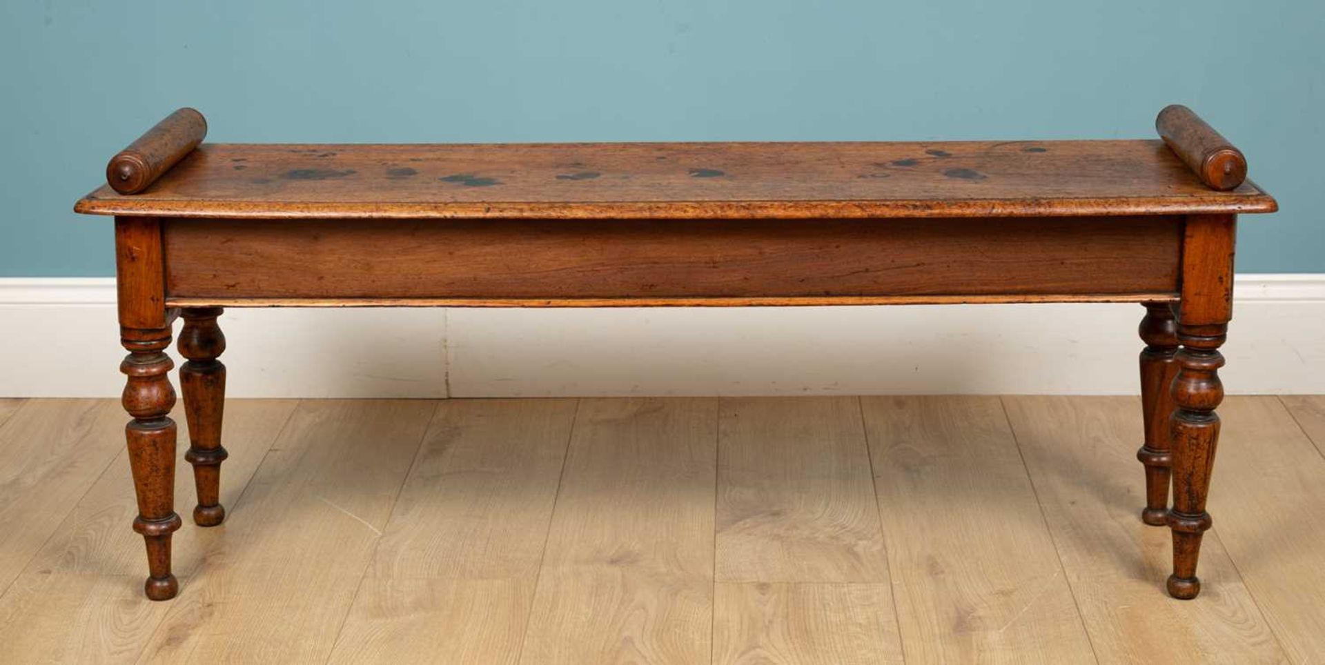 A mid-Victorian mahogany hall bench or window seat - Image 2 of 3