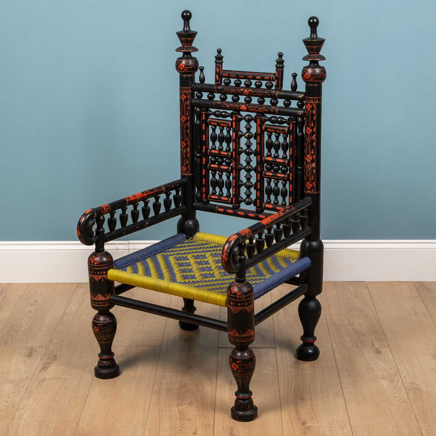 A late 19th century Anglo-Indian low armchair - Image 3 of 11