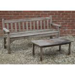 An R A Lister teak garden bench