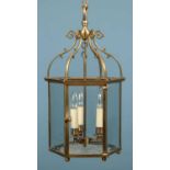 A Georgian style brass hexagonal hall lantern