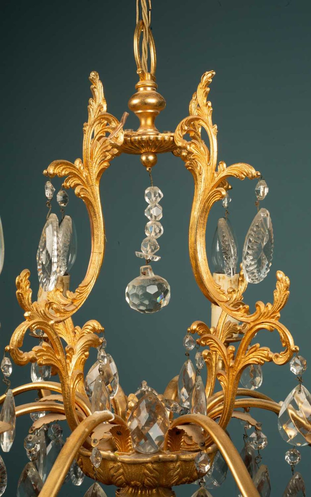 A French style brass eight-branch electrolier or chandelier - Image 2 of 3