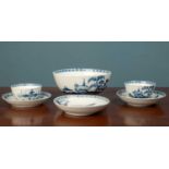 An 18th century Worcester hand painted blue and white cannonball pattern bowl