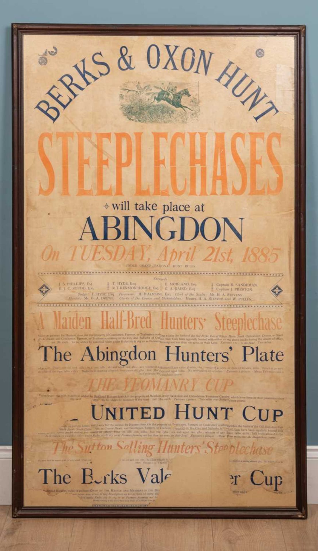 A 19th century Berks and Oxon Steeplechases Hunts poster