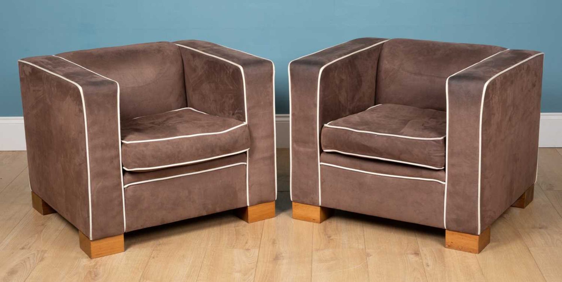 A pair of Linley Art Deco-style armchairs