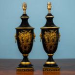 A pair of toleware table lamps
