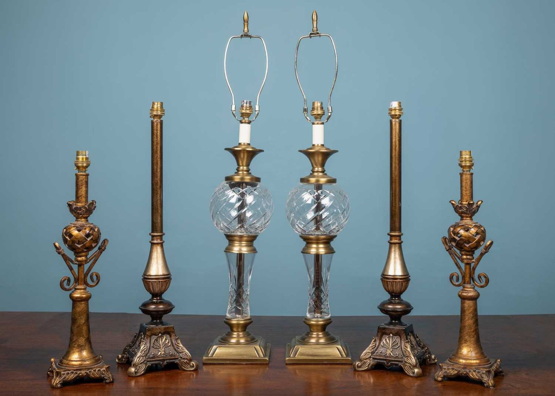 Three pairs of modern table lamps