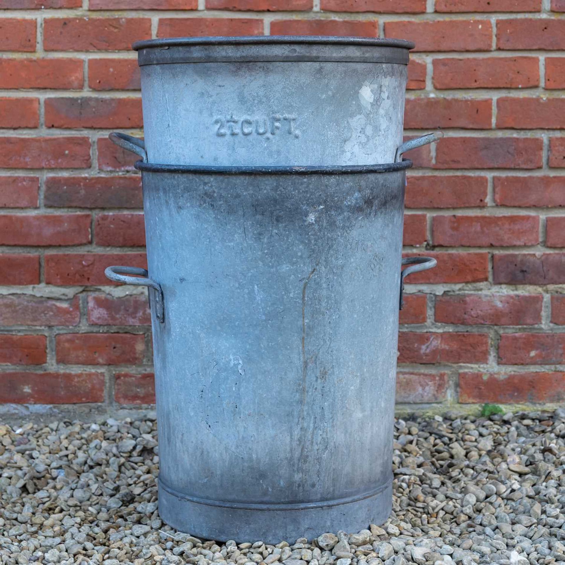 A pair of vintage two handled galvanised bins - Image 2 of 4