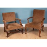 A pair of similar Gainsborough style open armchairs