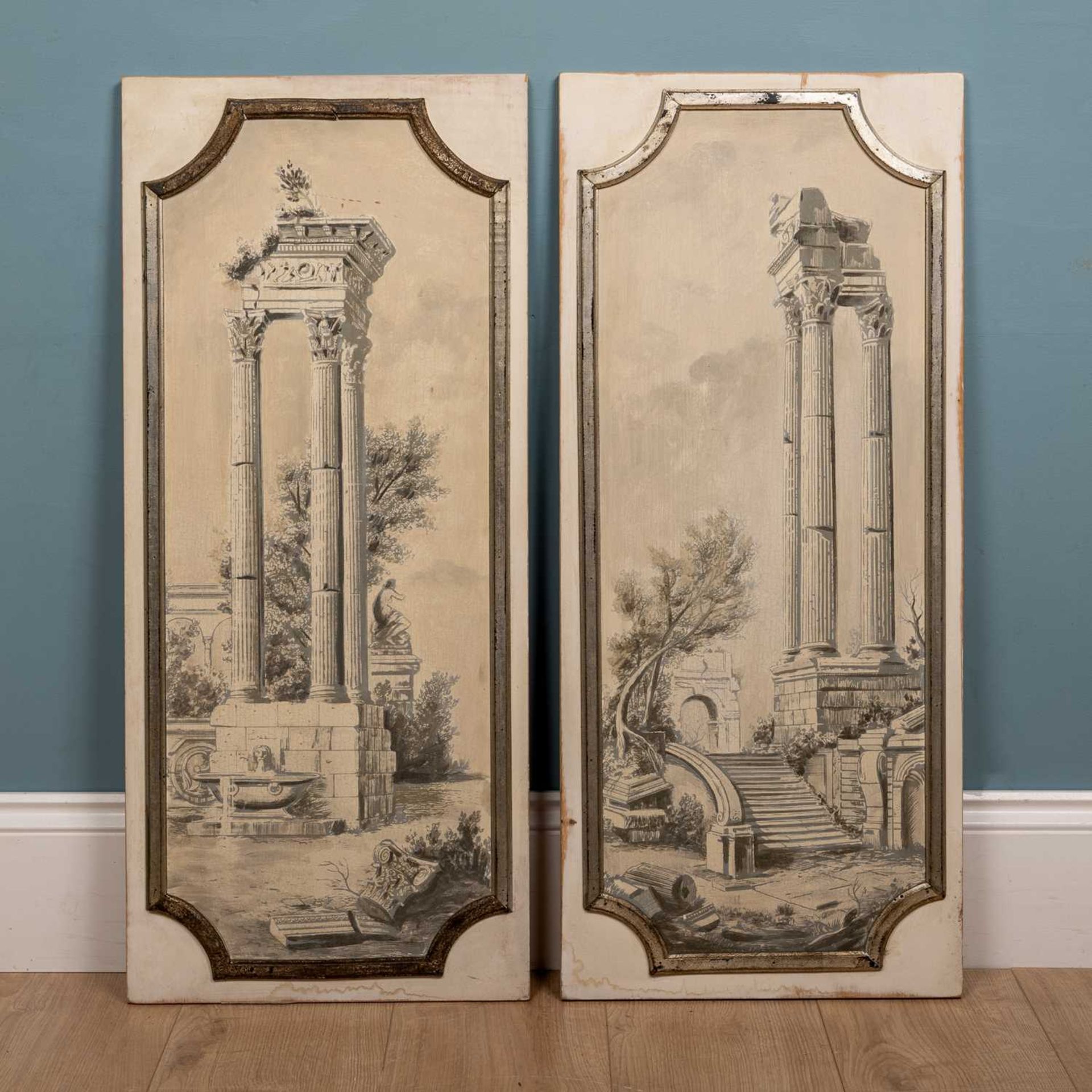 A pair of Italian mid 20th century painted panels