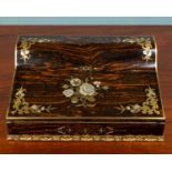 A Victorian coromandel veneered and mahogany sloped writing box