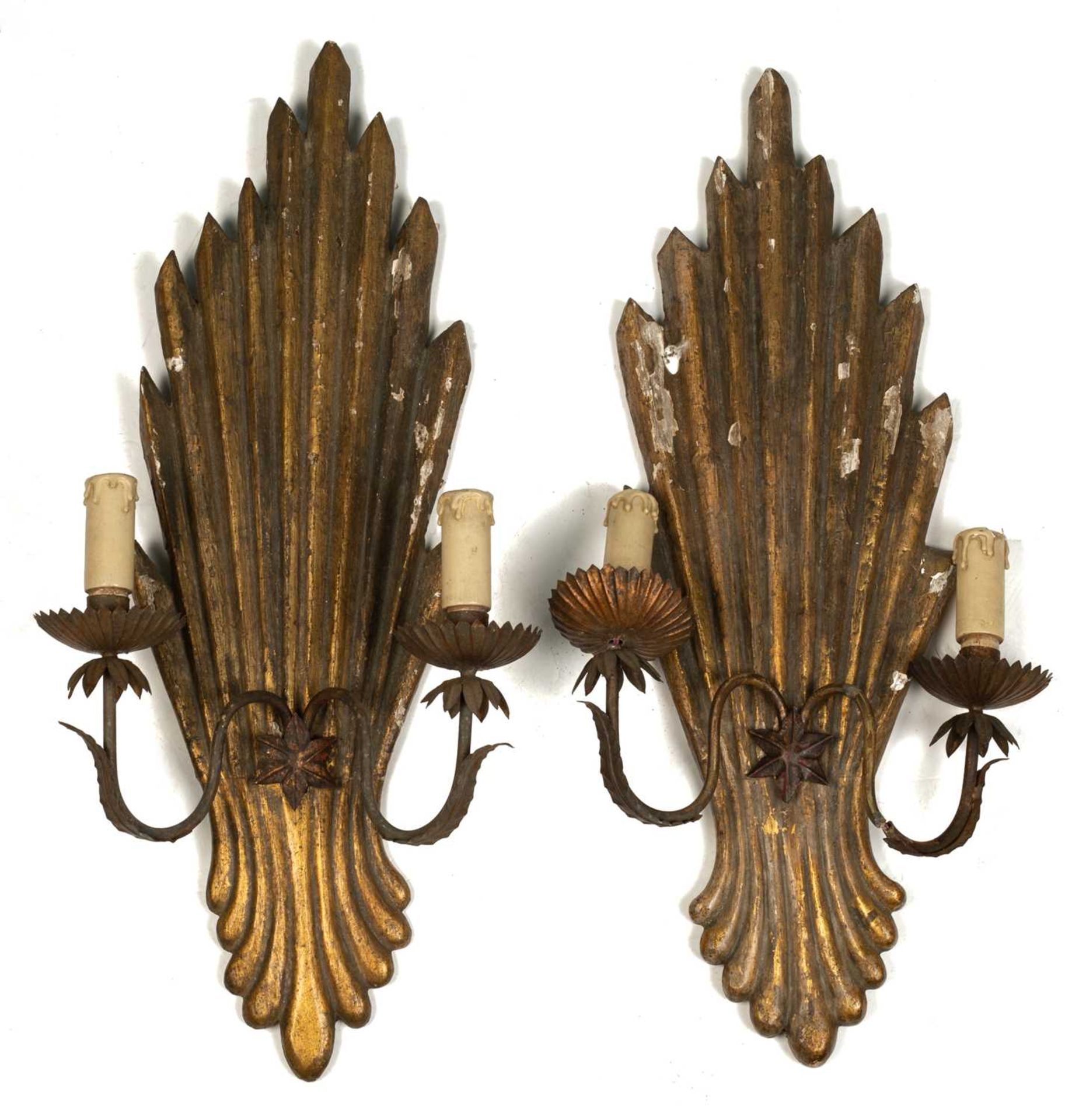 A pair or 18th century style giltwood wall appliques