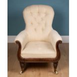 A 19th century rosewood library armchair