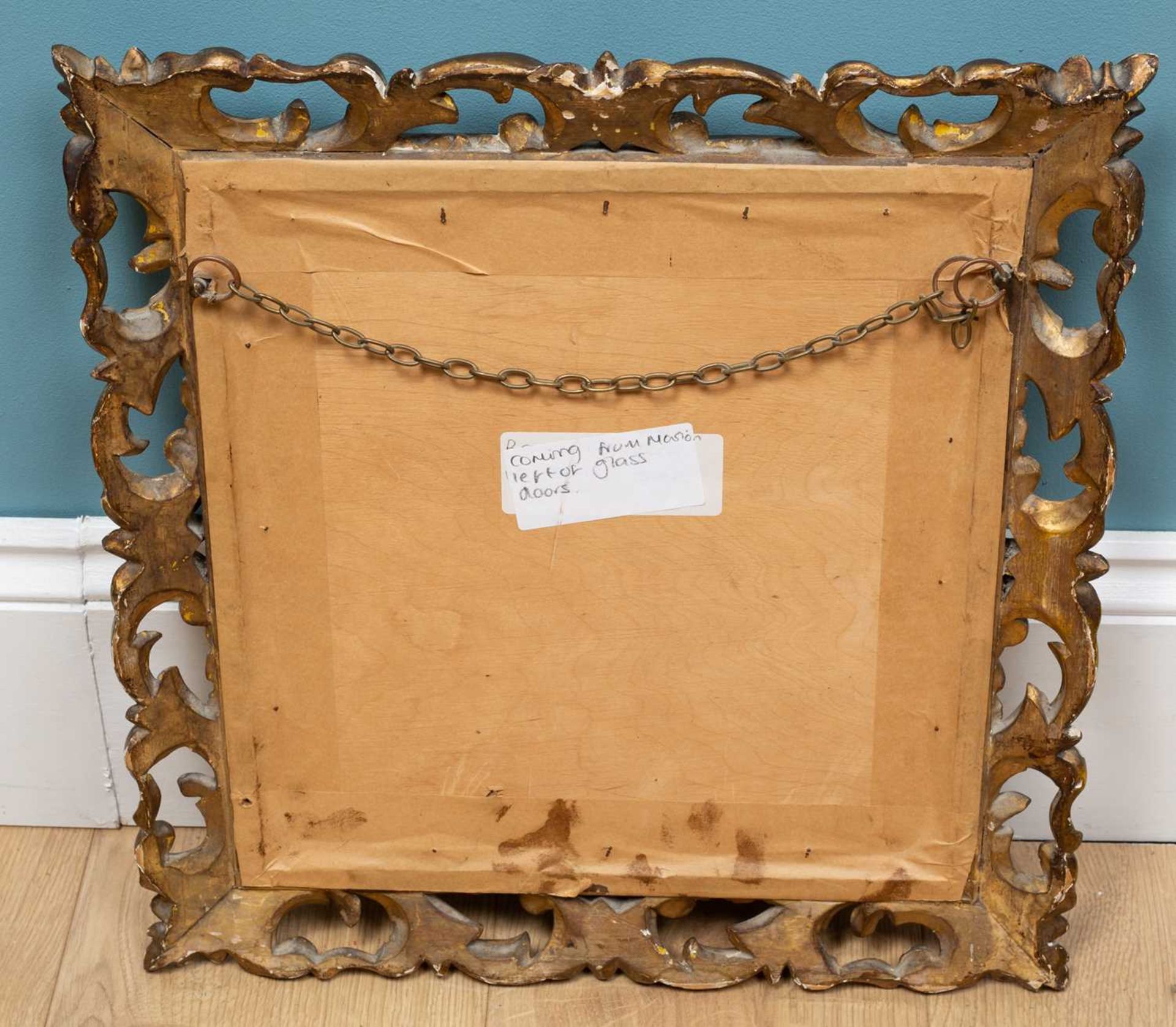 A small gilt carved wood rectangular wall mirror - Image 3 of 3