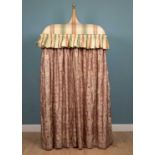 A decorative curtain-hung wardrobe