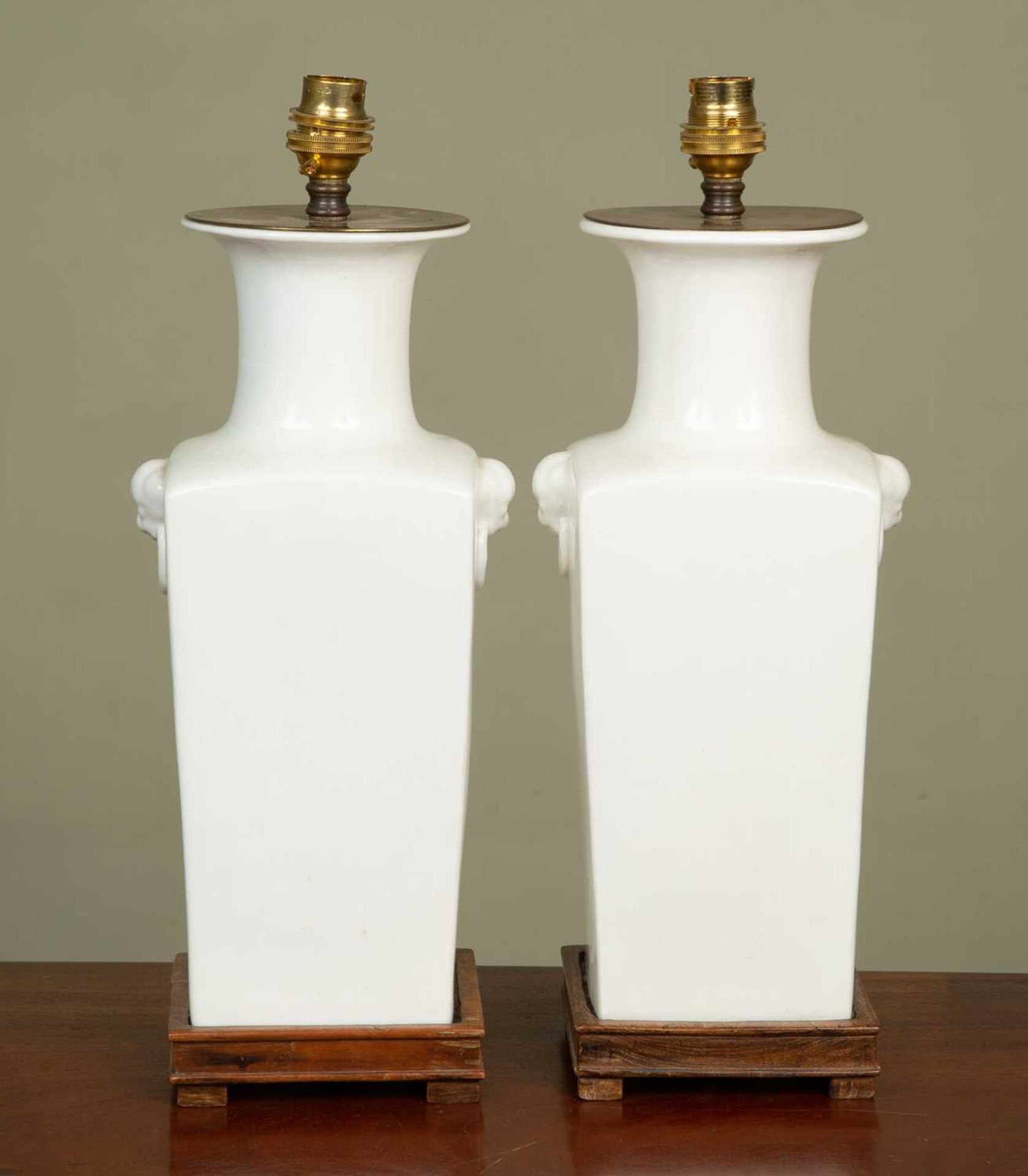 A pair of white glazed ceramic lamp stands - Image 2 of 2