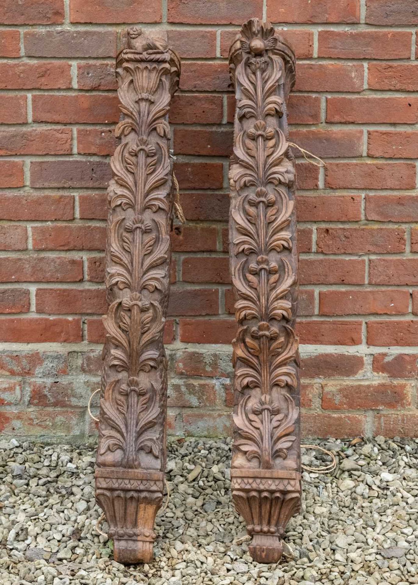 A pair of carved Indian hardwood architectural brackets - Image 2 of 2