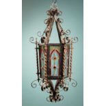 A 20th century Arts and Crafts style leaded glass hall lantern